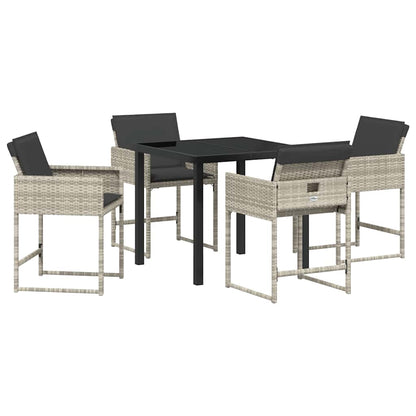 Set da Pranzo per Giardino 5 pcs Grigio chiaro polyrattan - homemem39