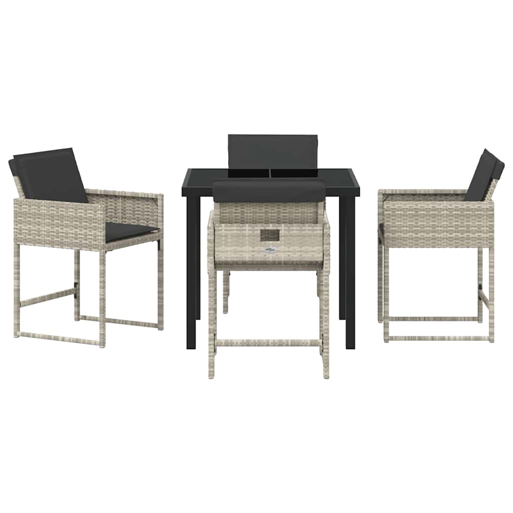 Set da Pranzo per Giardino 5 pcs Grigio chiaro polyrattan - homemem39