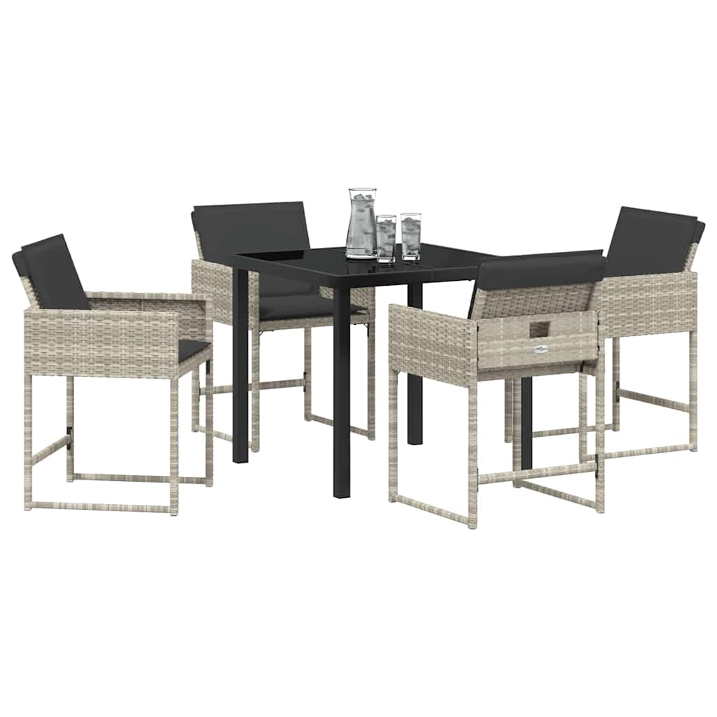 Set da Pranzo per Giardino 5 pcs Grigio chiaro polyrattan - homemem39