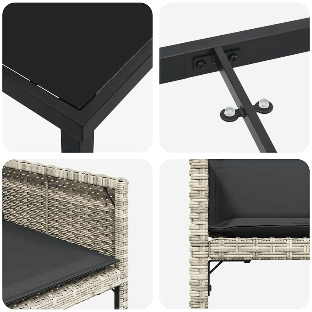 Set da Pranzo per Giardino 5 pcs Grigio chiaro polyrattan - homemem39