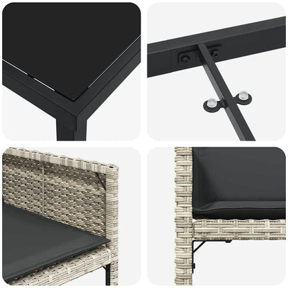 Set da Pranzo per Giardino 5 pcs Grigio chiaro polyrattan - homemem39