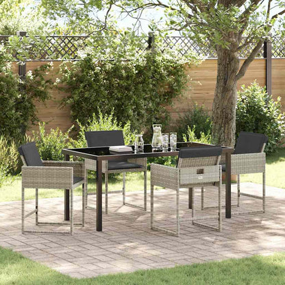 Set da Pranzo per Giardino 5 pcs Grigio chiaro polyrattan - homemem39