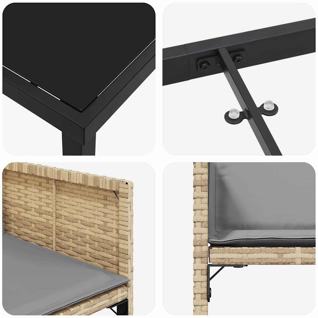 Set da Pranzo per Giardino 5 pcs Beige polyrattan - homemem39