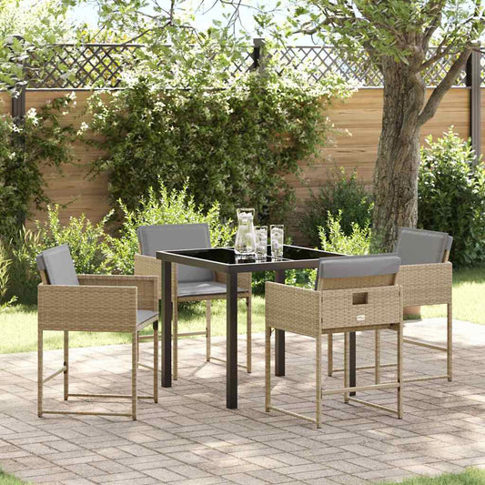 Set da Pranzo per Giardino 5 pcs Beige polyrattan - homemem39