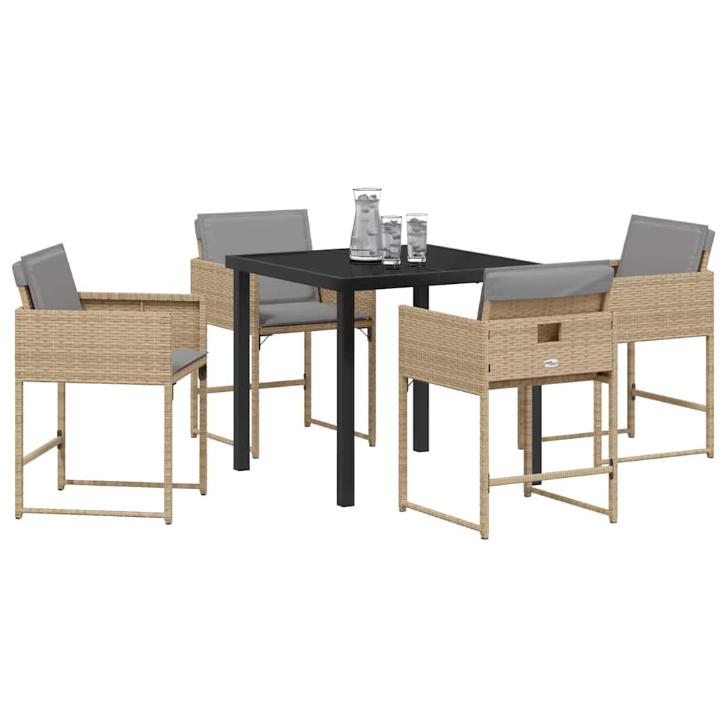 Set da Pranzo per Giardino 5 pcs Beige polyrattan - homemem39