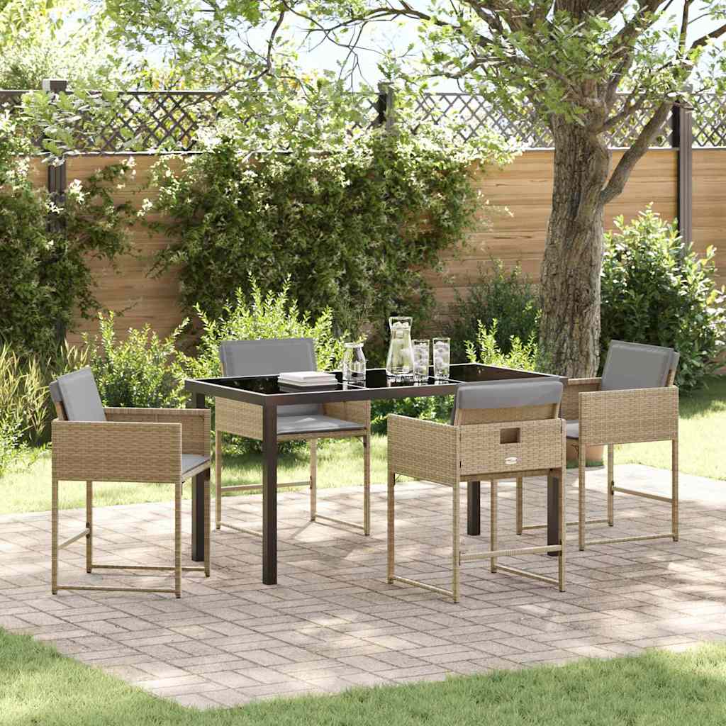 Set da Pranzo per Giardino 5 pcs Beige polyrattan - homemem39