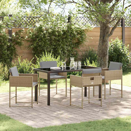 Set da Pranzo per Giardino 5 pcs Beige polyrattan - homemem39