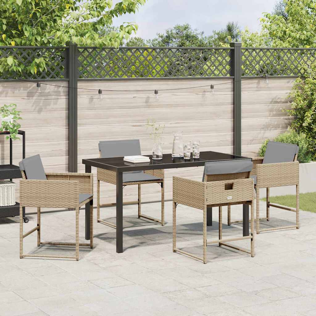 Set da Pranzo per Giardino 5 pcs Beige polyrattan - homemem39