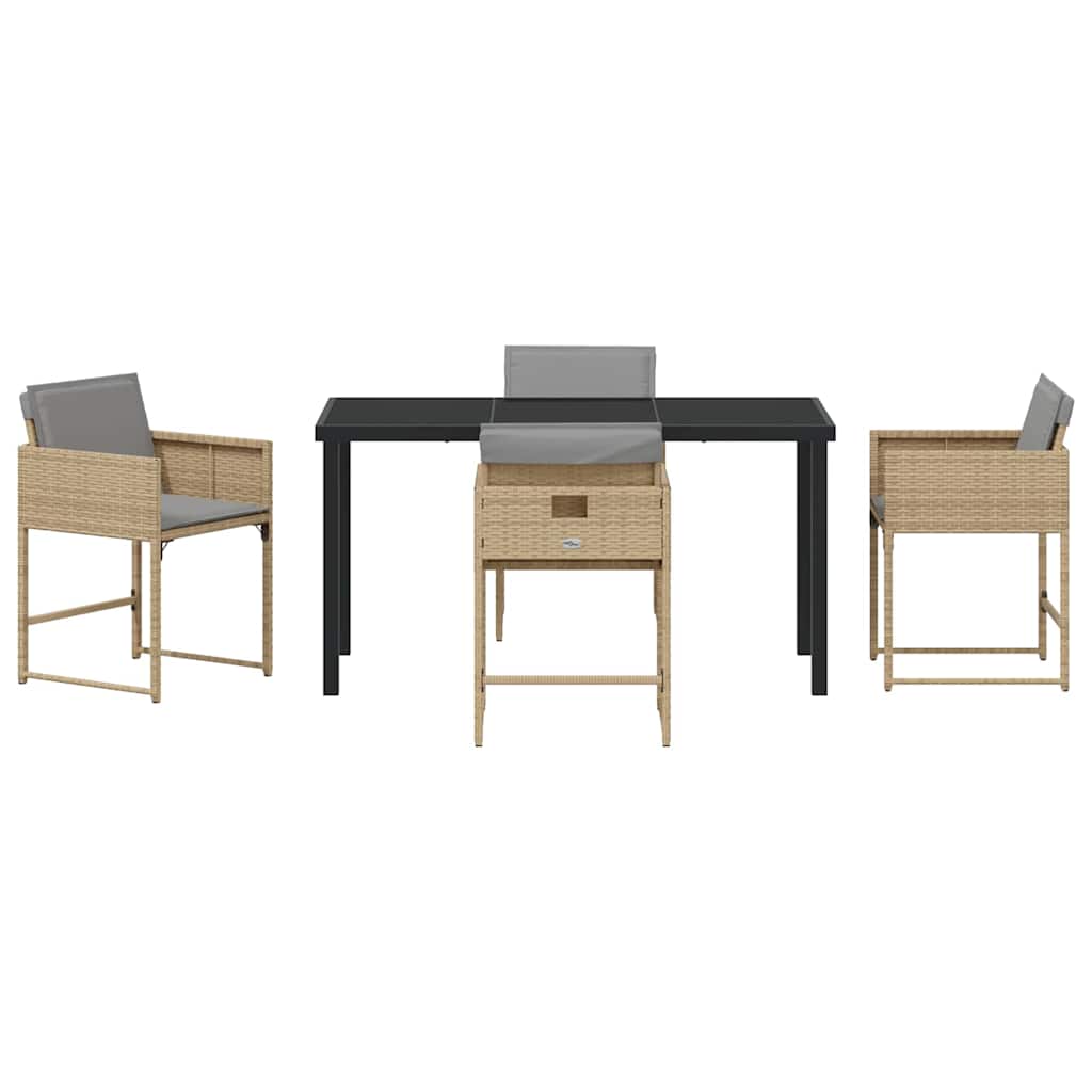 Set da Pranzo per Giardino 5 pcs Beige polyrattan - homemem39