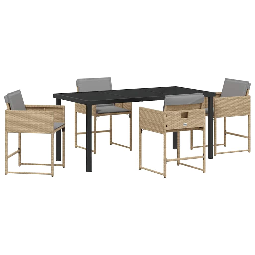 Set da Pranzo per Giardino 5 pcs Beige polyrattan - homemem39