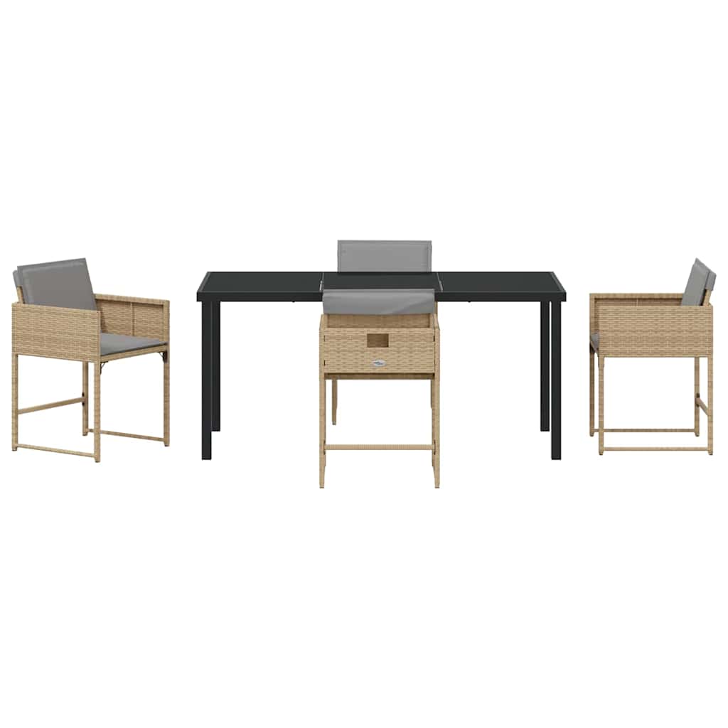 Set da Pranzo per Giardino 5 pcs Beige polyrattan | homemem39