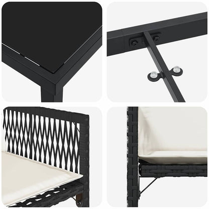 Set da Pranzo per Giardino 5 pcs Nero polyrattan | homemem39