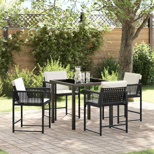 Set da Pranzo per Giardino 5 pcs Nero polyrattan - homemem39