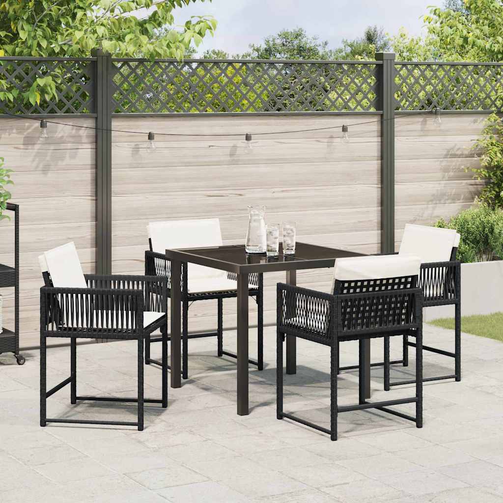 Set da Pranzo per Giardino 5 pcs Nero polyrattan | homemem39