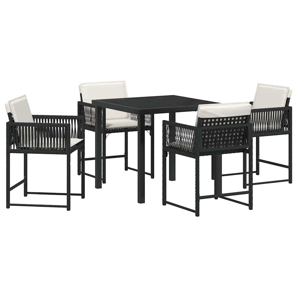 Set da Pranzo per Giardino 5 pcs Nero polyrattan | homemem39