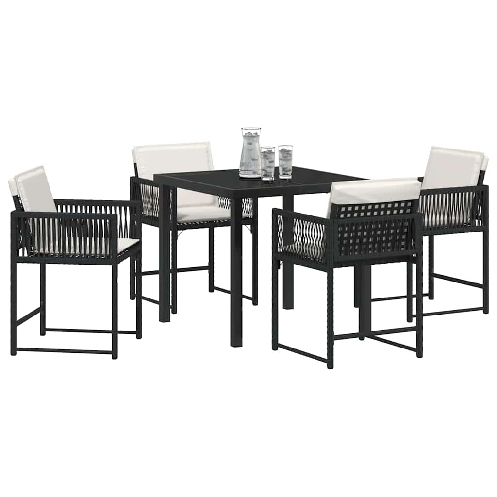 Set da Pranzo per Giardino 5 pcs Nero polyrattan | homemem39