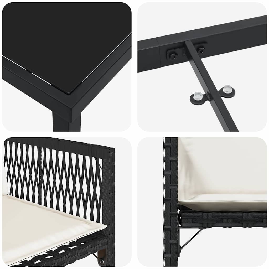 Set da Pranzo per Giardino 5 pcs Nero polyrattan - homemem39