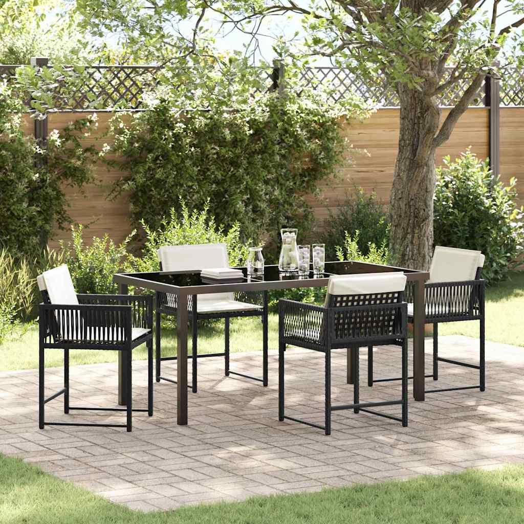 Set da Pranzo per Giardino 5 pcs Nero polyrattan - homemem39