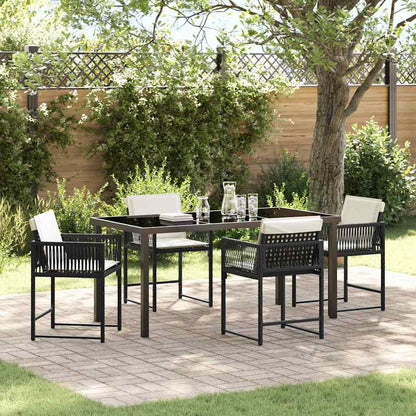 Set da Pranzo per Giardino 5 pcs Nero polyrattan - homemem39