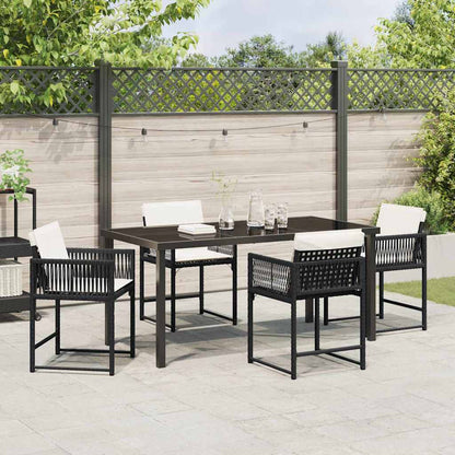 Set da Pranzo per Giardino 5 pcs Nero polyrattan - homemem39