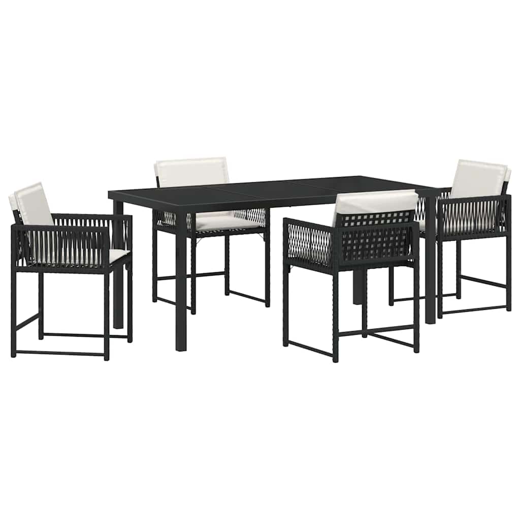 Set da Pranzo per Giardino 5 pcs Nero polyrattan - homemem39