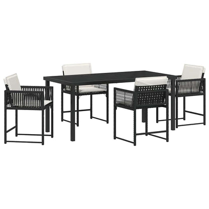 Set da Pranzo per Giardino 5 pcs Nero polyrattan - homemem39
