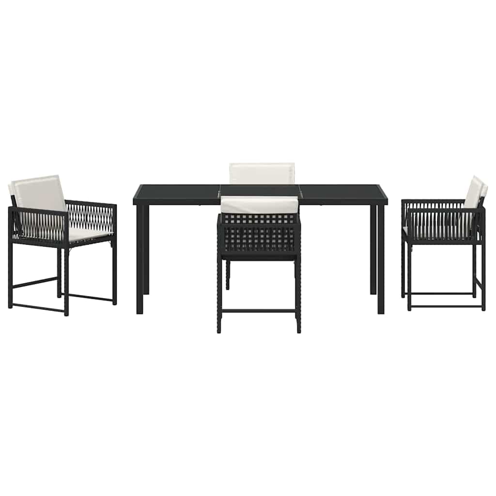 Set da Pranzo per Giardino 5 pcs Nero polyrattan - homemem39