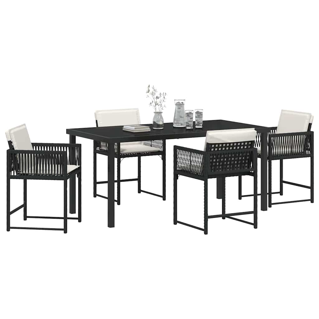 Set da Pranzo per Giardino 5 pcs Nero polyrattan - homemem39