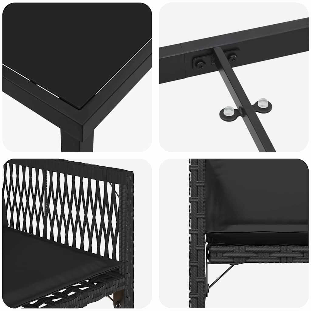 Set da Pranzo per Giardino 5 pcs Nero polyrattan - homemem39