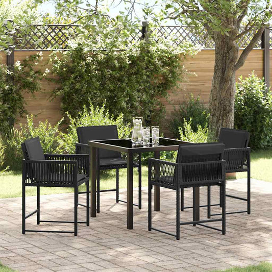 Set da Pranzo per Giardino 5 pcs Nero polyrattan - homemem39