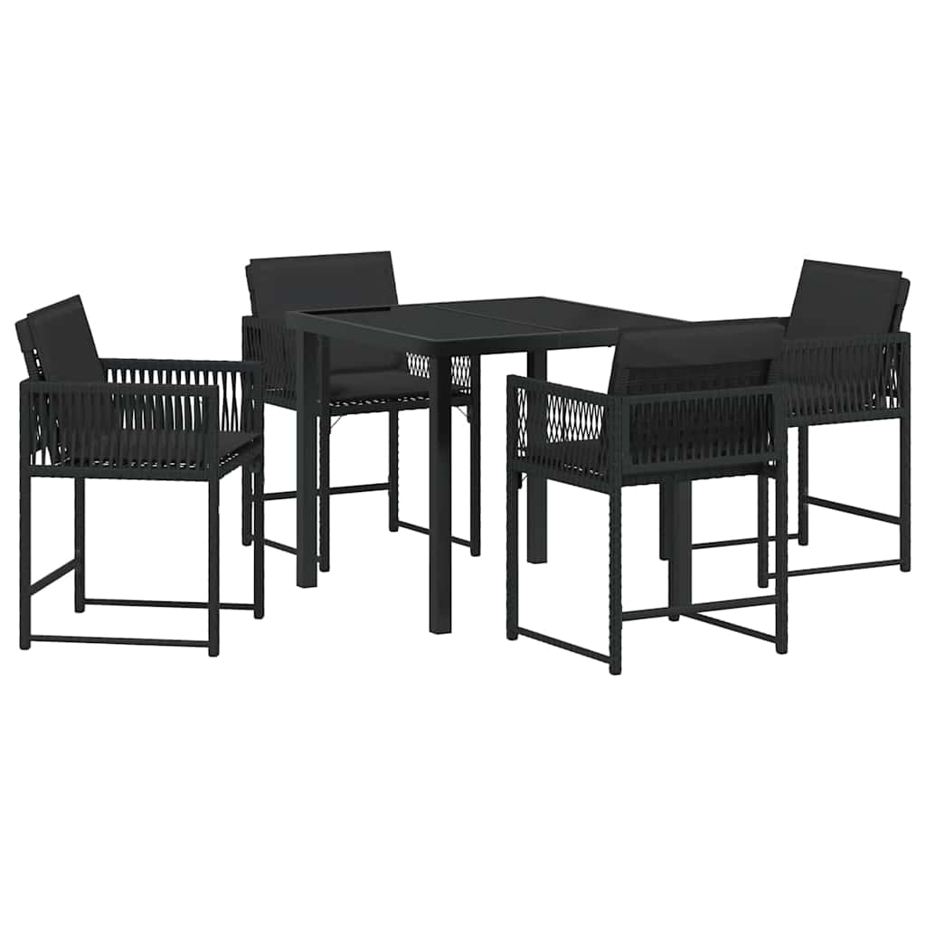 Set da Pranzo per Giardino 5 pcs Nero polyrattan - homemem39