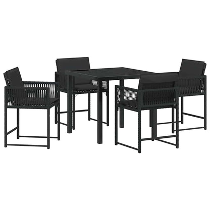 Set da Pranzo per Giardino 5 pcs Nero polyrattan - homemem39