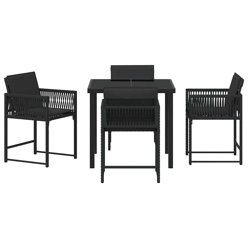 Set da Pranzo per Giardino 5 pcs Nero polyrattan - homemem39