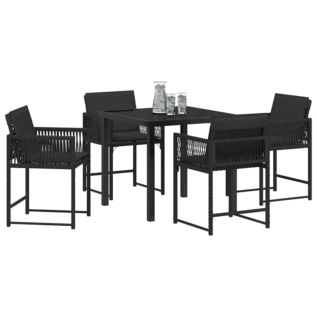 Set da Pranzo per Giardino 5 pcs Nero polyrattan - homemem39