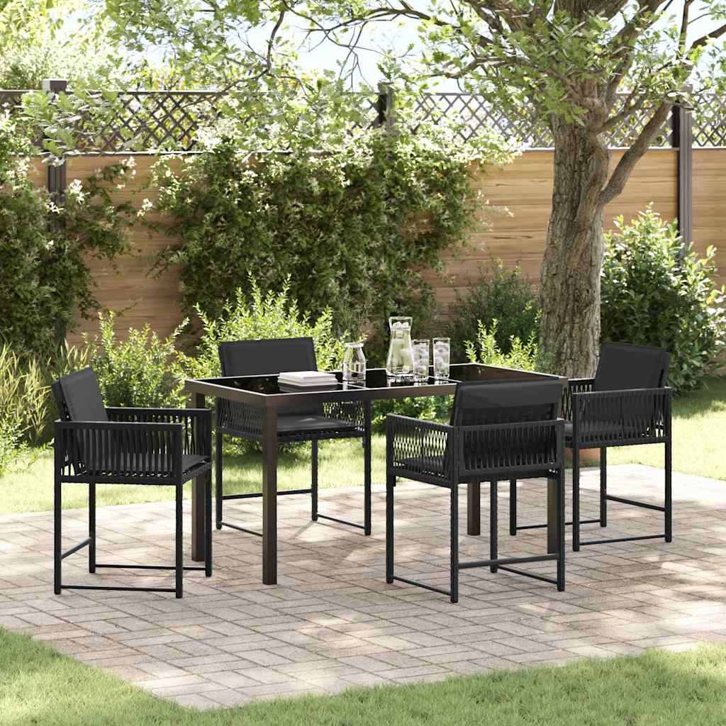 Set da Pranzo per Giardino 5 pcs Nero polyrattan - homemem39