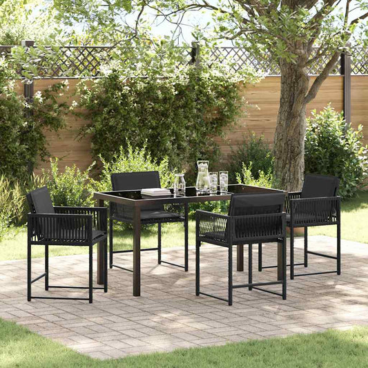 Set da Pranzo per Giardino 5 pcs Nero polyrattan - homemem39