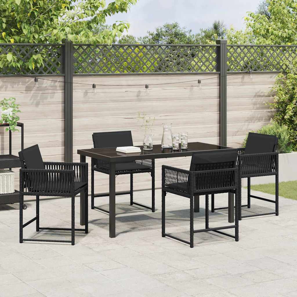 Set da Pranzo per Giardino 5 pcs Nero polyrattan - homemem39