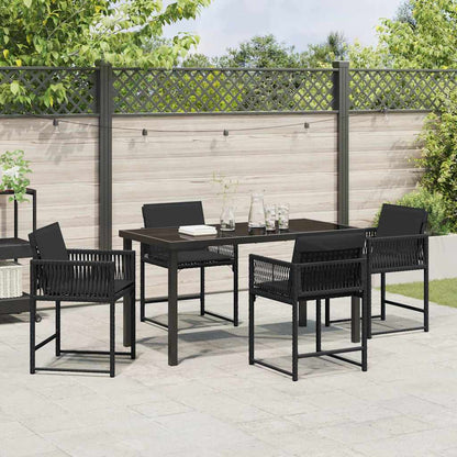 Set da Pranzo per Giardino 5 pcs Nero polyrattan - homemem39