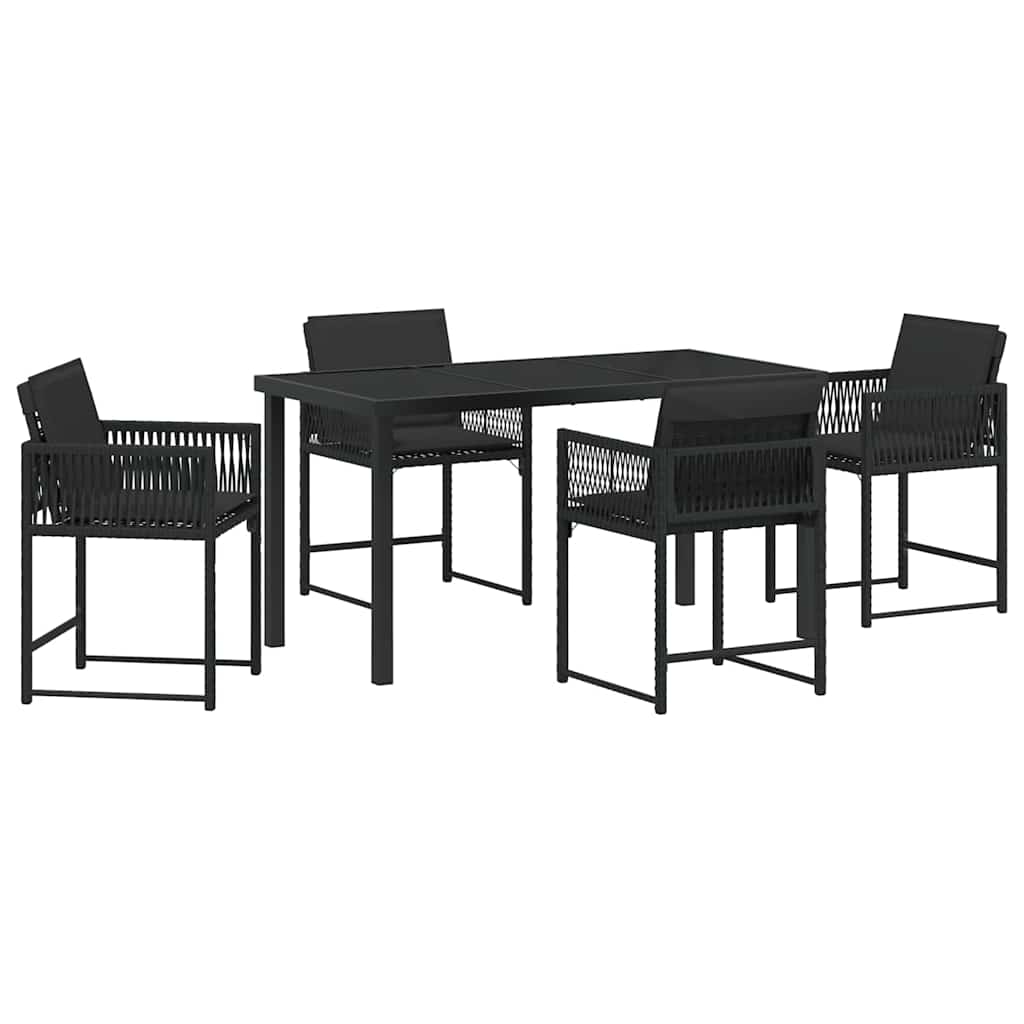 Set da Pranzo per Giardino 5 pcs Nero polyrattan - homemem39