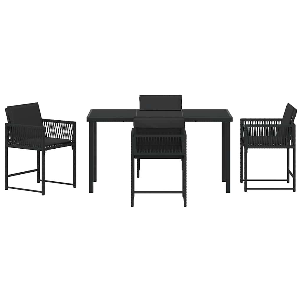 Set da Pranzo per Giardino 5 pcs Nero polyrattan - homemem39