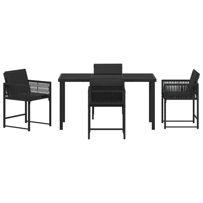 Set da Pranzo per Giardino 5 pcs Nero polyrattan - homemem39