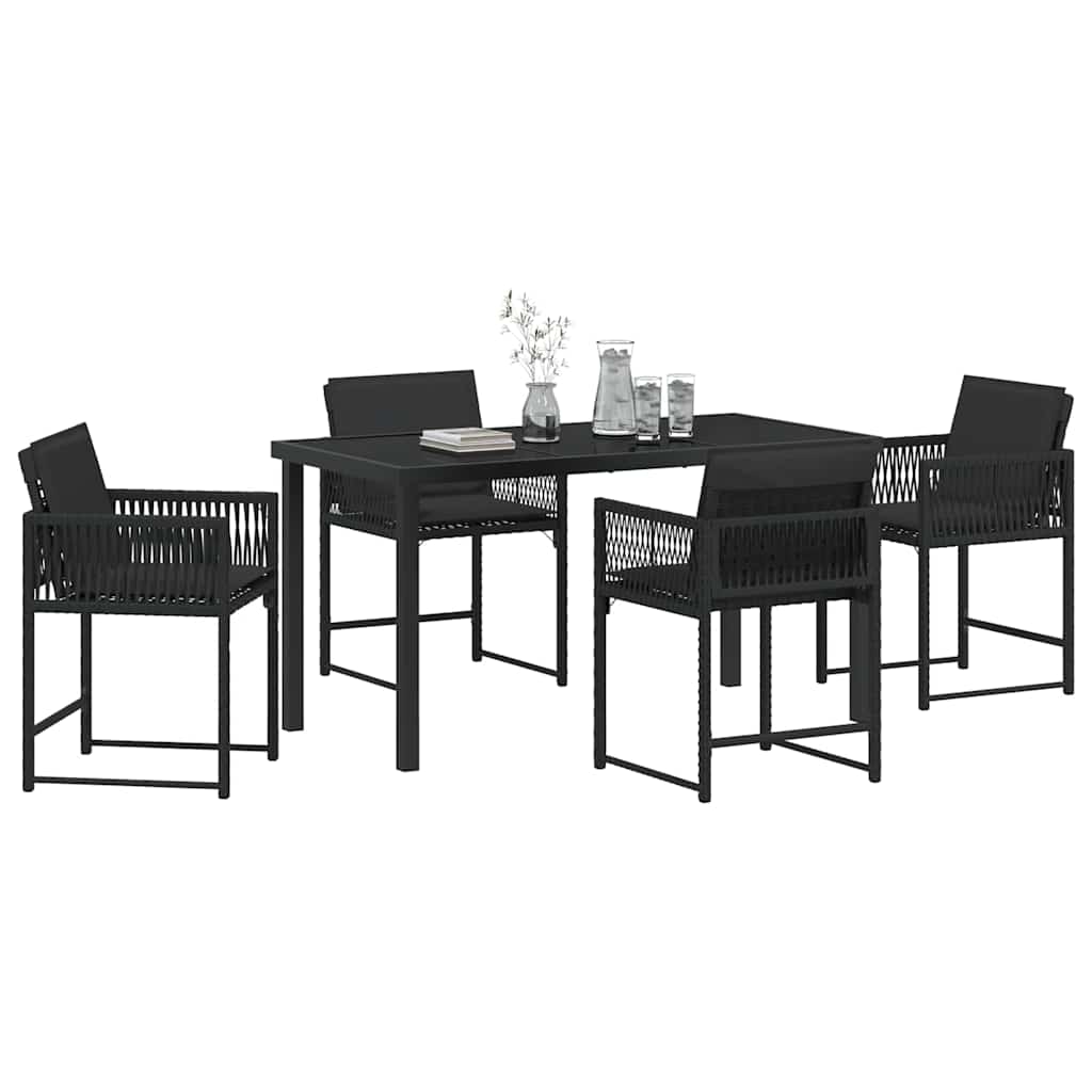 Set da Pranzo per Giardino 5 pcs Nero polyrattan - homemem39