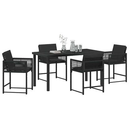 Set da Pranzo per Giardino 5 pcs Nero polyrattan - homemem39
