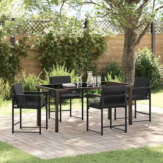 Set da Pranzo per Giardino 5 pcs Nero polyrattan - homemem39