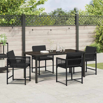 Set da Pranzo per Giardino 5 pcs Nero polyrattan - homemem39