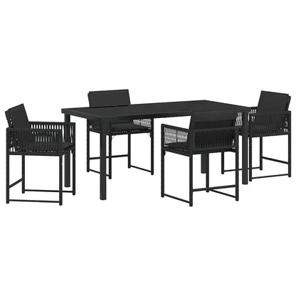 Set da Pranzo per Giardino 5 pcs Nero polyrattan - homemem39