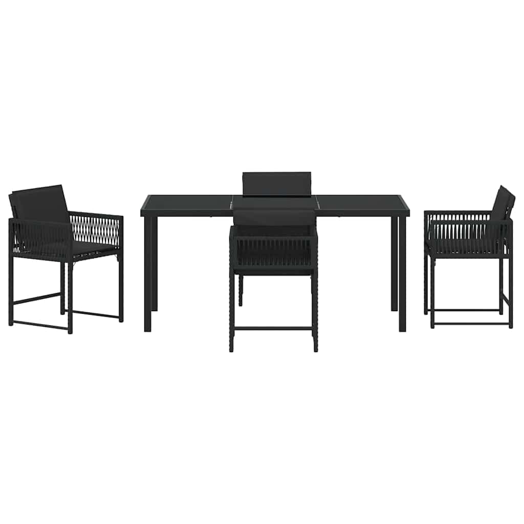 Set da Pranzo per Giardino 5 pcs Nero polyrattan - homemem39