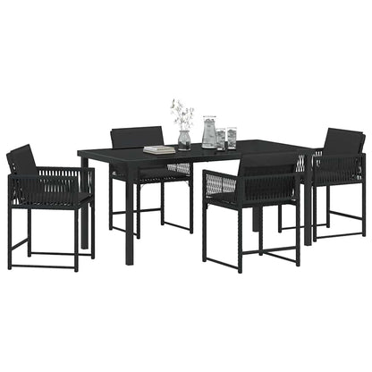 Set da Pranzo per Giardino 5 pcs Nero polyrattan - homemem39