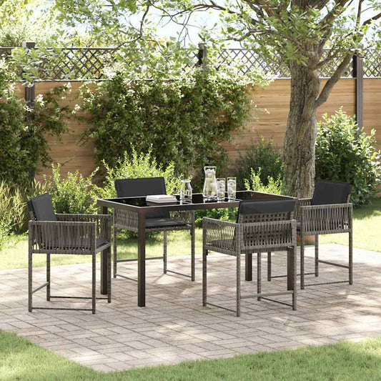 Set da Pranzo per Giardino 5 pcs Grigio polyrattan - homemem39