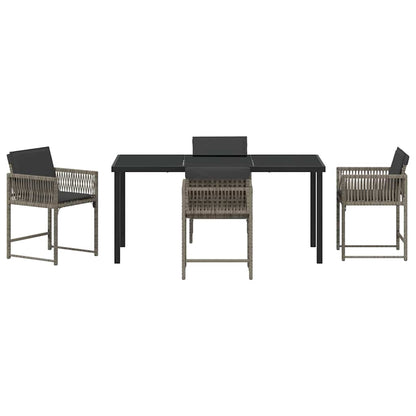 Set da Pranzo per Giardino 5 pcs Grigio polyrattan - homemem39